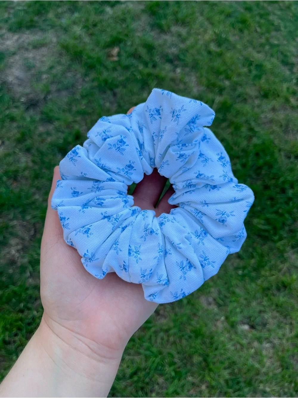 Cottagecore LoveShackFancy Bridgerton Blue Floral Inspird Handmade Scrunchie Set